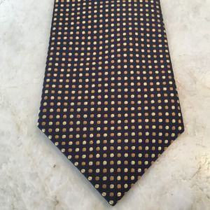Countess Mara, Handmade Necktie,100% Silk, Black Base with Gold and Brown Dots